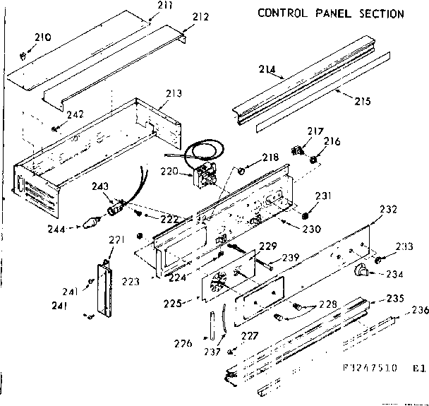 Kenmore 1033247540 control panel section diagram