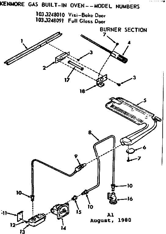 Kenmore 1033248010 burner section diagram