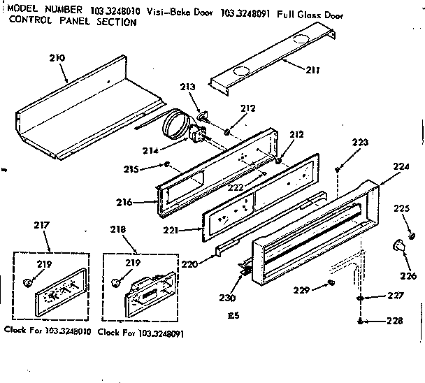 Kenmore 1033248010 control panel section diagram