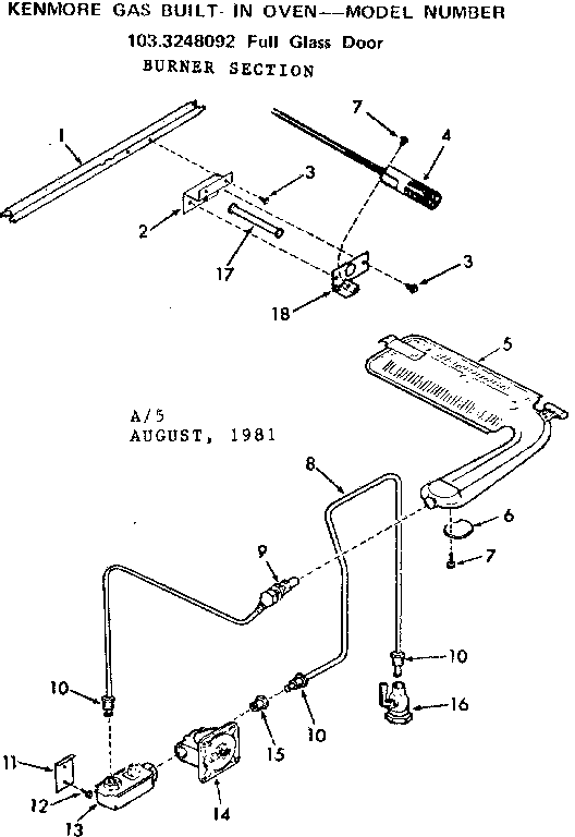 Kenmore 1033248092 burner section diagram