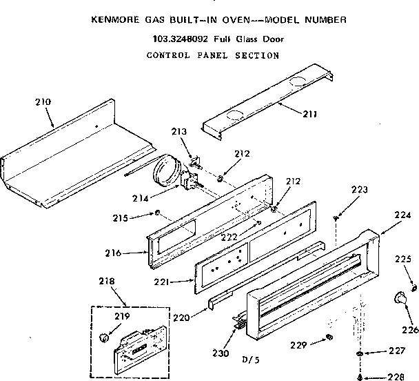 Kenmore 1033248092 control panel section diagram