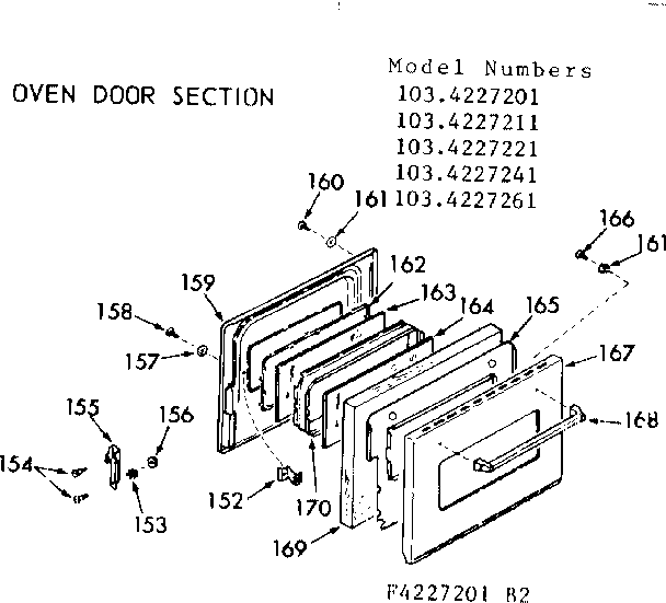 Kenmore 1034227261 oven door section diagram