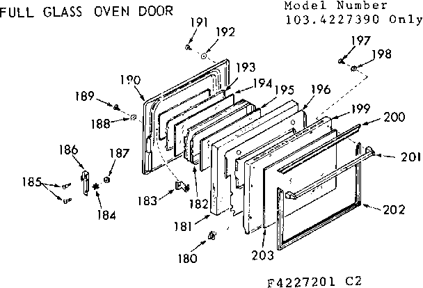 Kenmore 1034227261 full glass oven door diagram