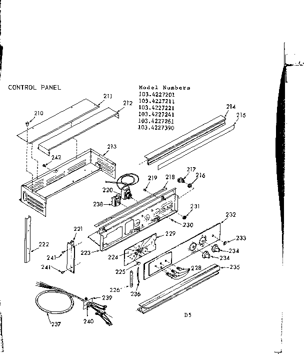 Kenmore 1034227261 control panel diagram