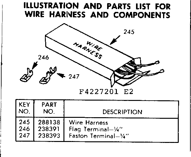 Kenmore 1034227261 wire harness and components diagram