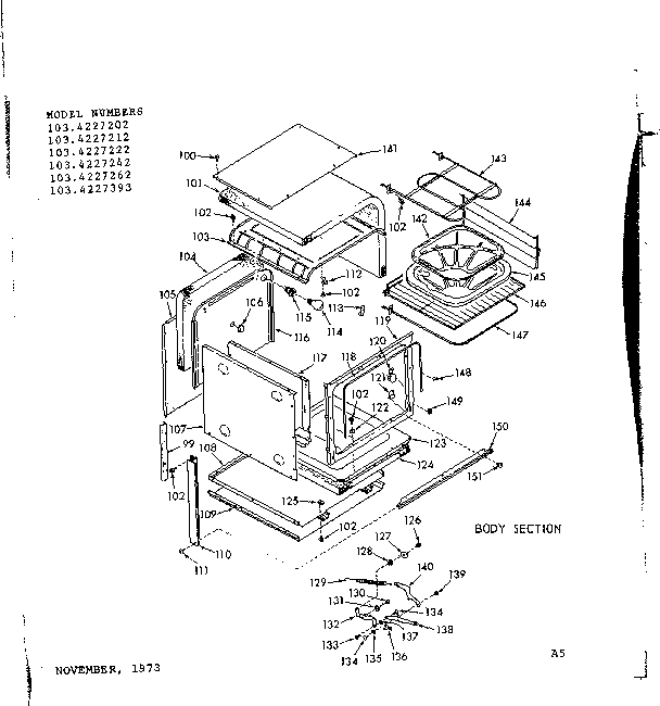 Kenmore 1034227222 body section diagram