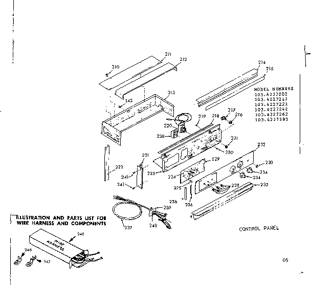 Kenmore 1034227222 control panel diagram