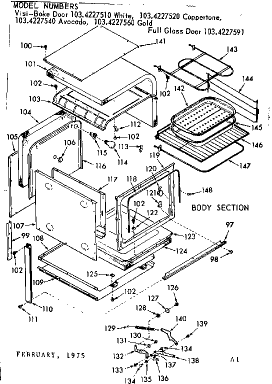 Kenmore 1034227520 body section diagram