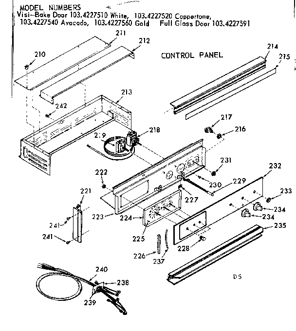 Kenmore 1034227520 control panel diagram