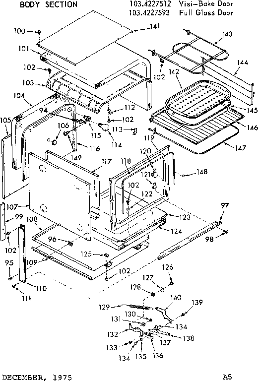 Kenmore 1034227512 body section diagram