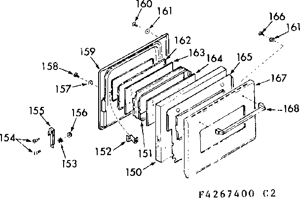 Kenmore 1034267440 oven & broiler door diagram