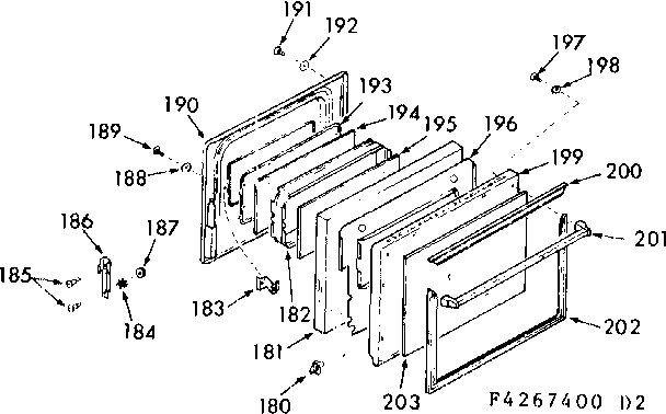 Kenmore 1034267440 oven & broiler door diagram