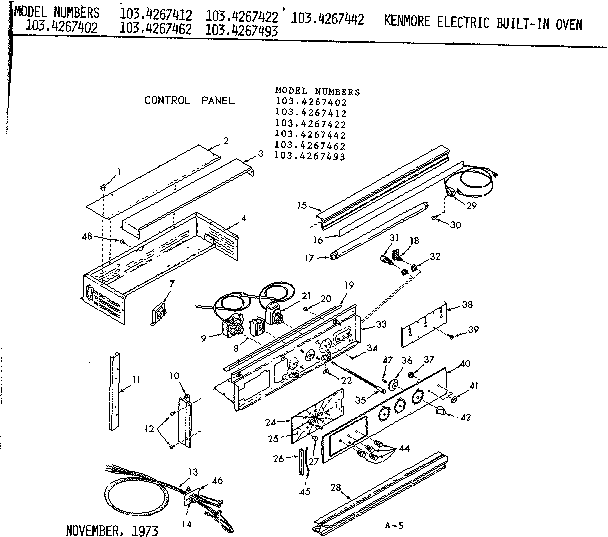 Kenmore 1034267402 control panel diagram