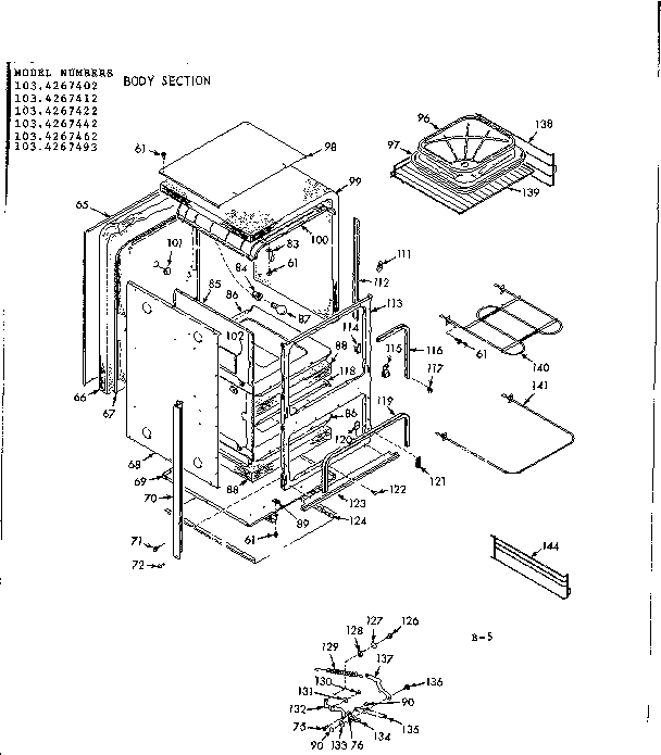 Kenmore 1034267402 body section diagram