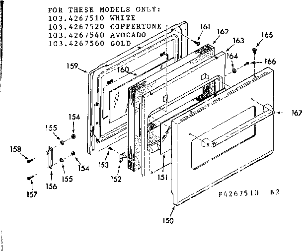 Kenmore 1034267560 visi-bake upper and lower door diagram