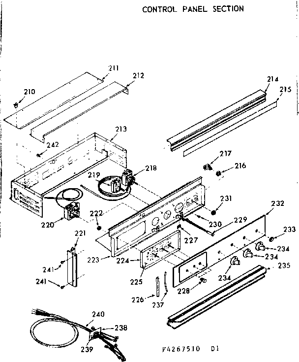 Kenmore 1034267560 control panel section diagram