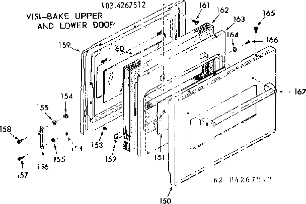 Kenmore 1034267593 visi-bake upper and lower door diagram