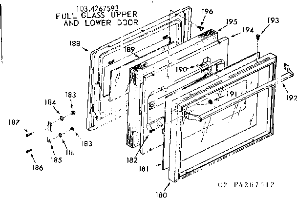 Kenmore 1034267593 full glass upper and lower door diagram
