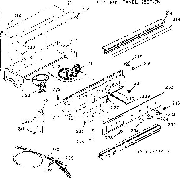 Kenmore 1034267593 control panel section diagram