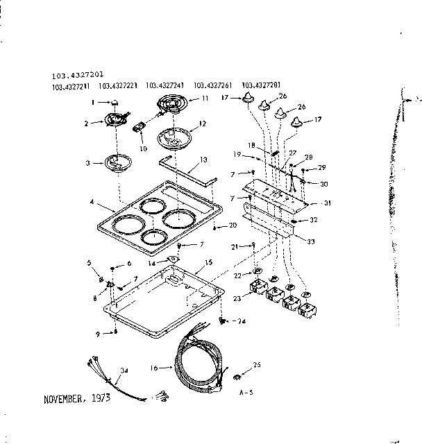 Kenmore 1034327261 cooktop diagram