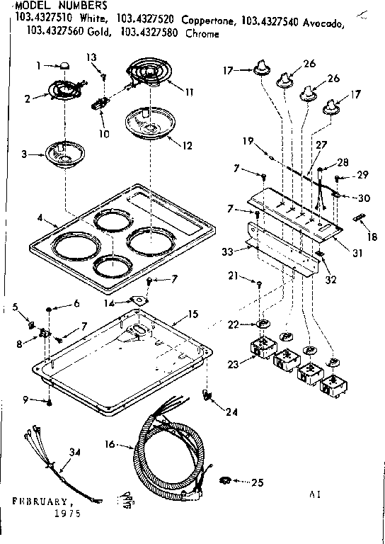 Kenmore 1034327580 cooktop diagram