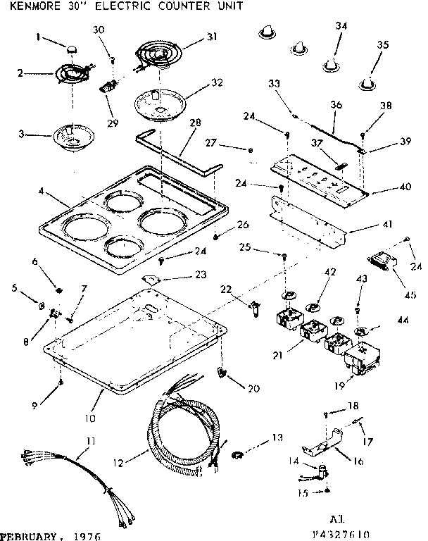 Kenmore 1034327610 cooktop diagram