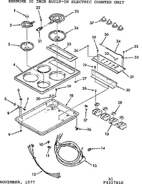 Kenmore 1034327810 cooktop diagram