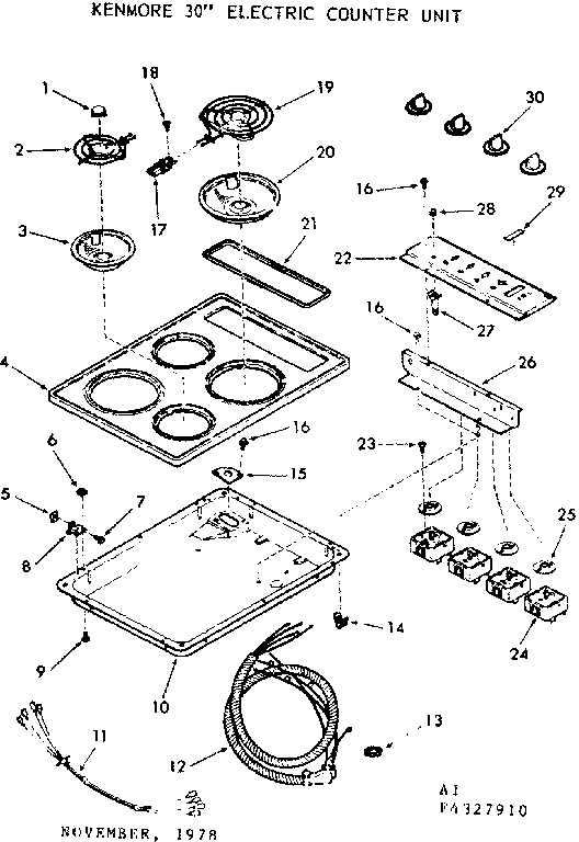 Kenmore 1034347910 cooktop diagram