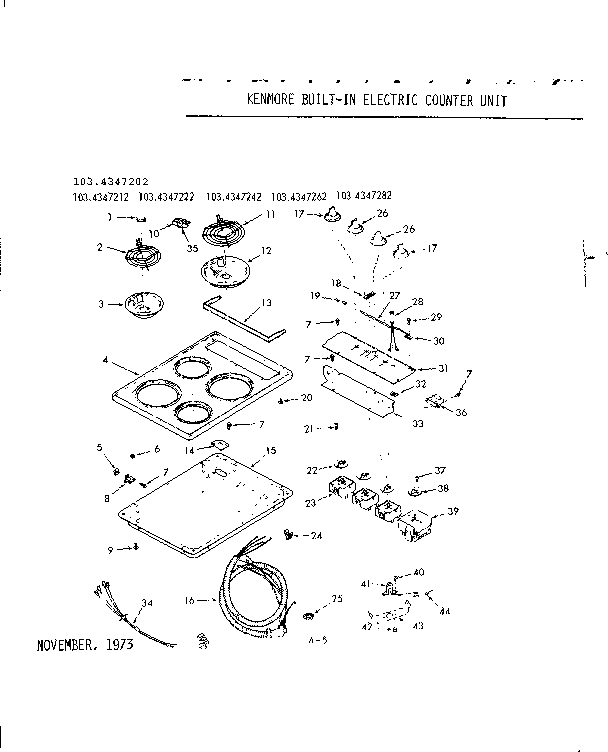 Kenmore 1034347202 cooktop diagram