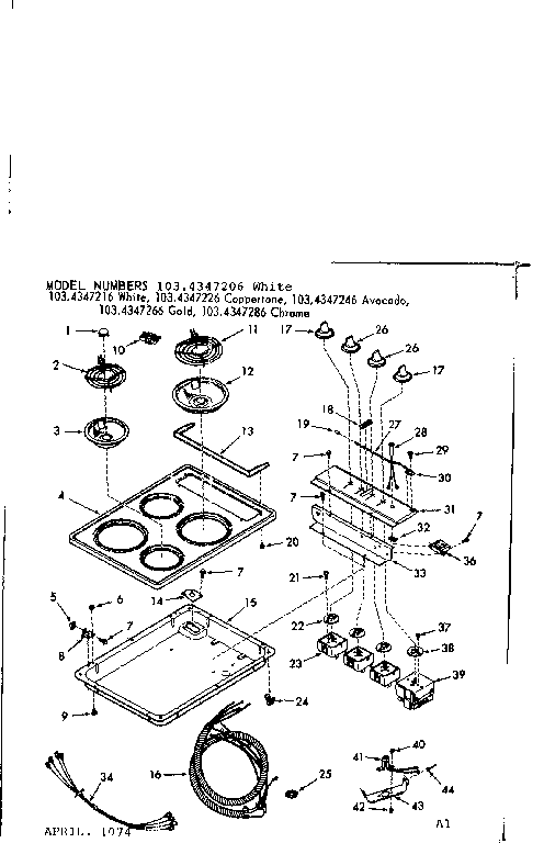 Kenmore 1034347226 cooktop diagram