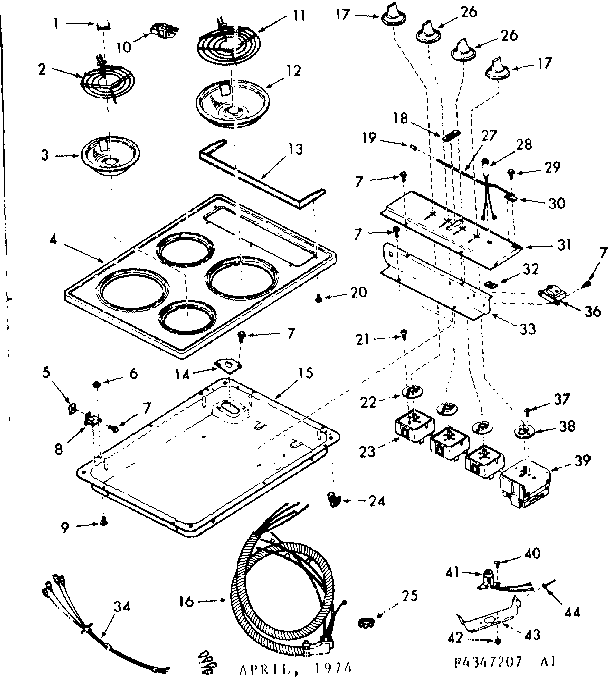 Kenmore 1034347207 cooktop diagram