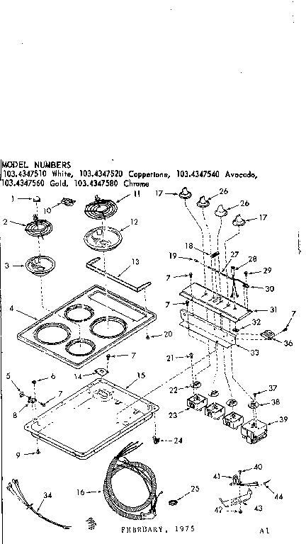 Kenmore 1034347560 cooktop diagram
