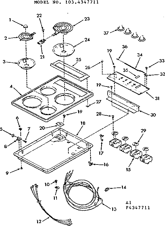 Kenmore 1034347711 cooktop diagram
