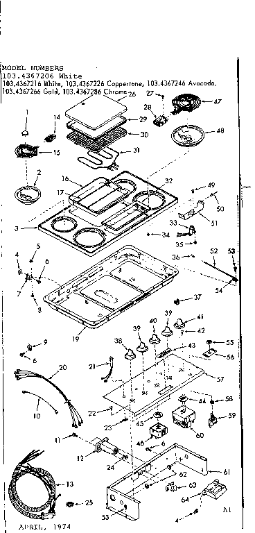 Kenmore 1034367246 cooktop diagram