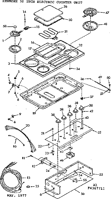 Kenmore 1034367711 cooktop diagram
