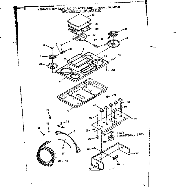 Kenmore 1034368190 cooktop diagram