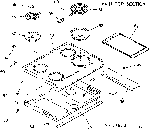 Kenmore 1036417610 main top section diagram