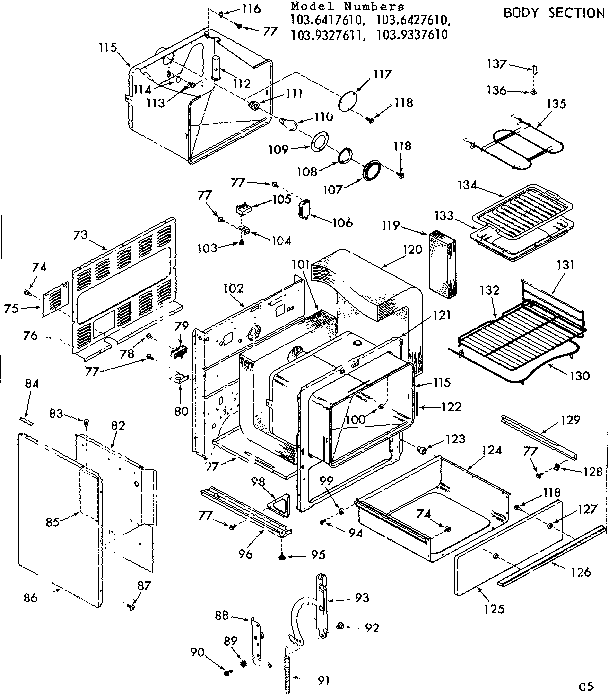 Kenmore 1036417610 body section diagram