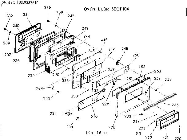 Kenmore 1036417610 oven door section diagram