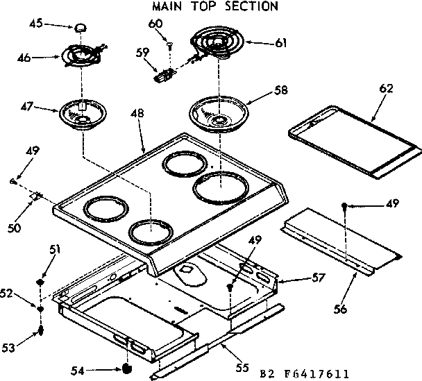 Kenmore 1039327612 main top section diagram