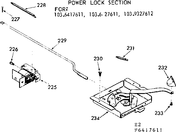 Kenmore 1039327612 power lock section diagram