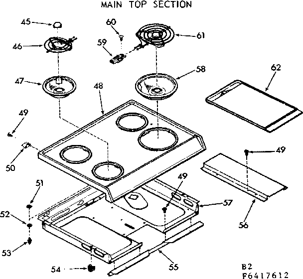 Kenmore 1039327613 main top section diagram