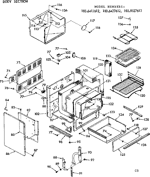 Kenmore 1039327613 body section diagram