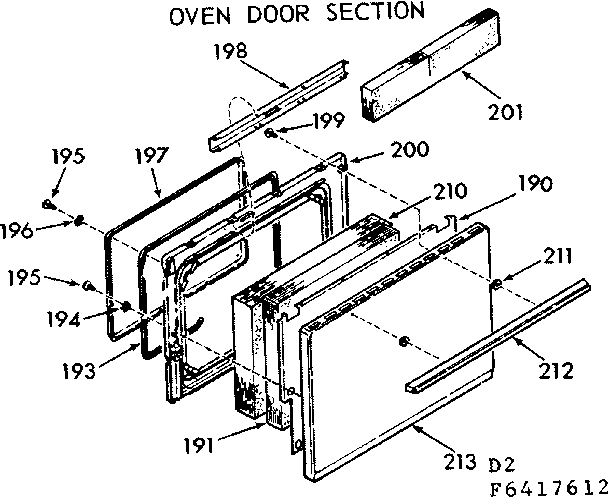 Kenmore 1039327613 oven door section diagram