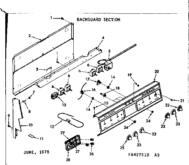 Kenmore 1036427510 backguard section diagram