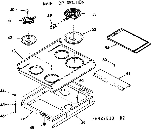 Kenmore 1036427510 main top section diagram
