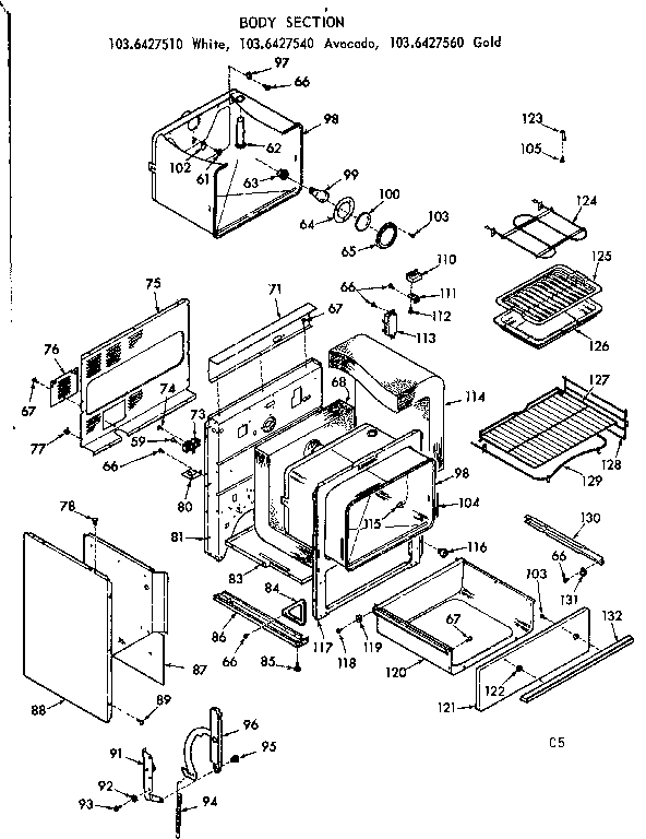 Kenmore 1036427510 body section diagram