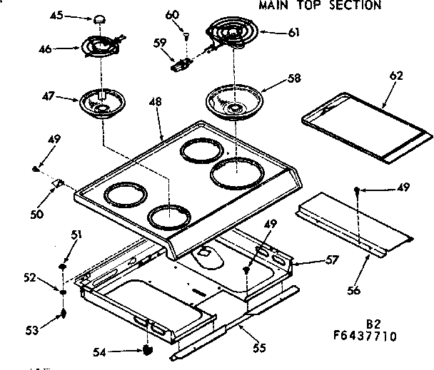 Kenmore 1036447710 main top section diagram