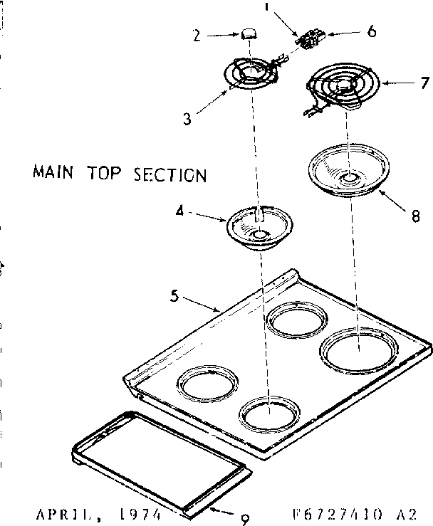 Kenmore 1036737441 main top section diagram
