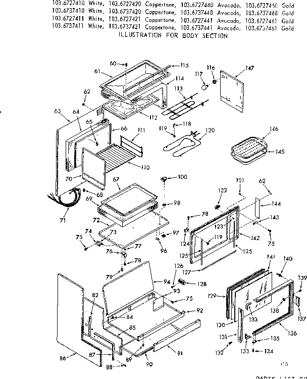 Kenmore 1036737441 body section diagram